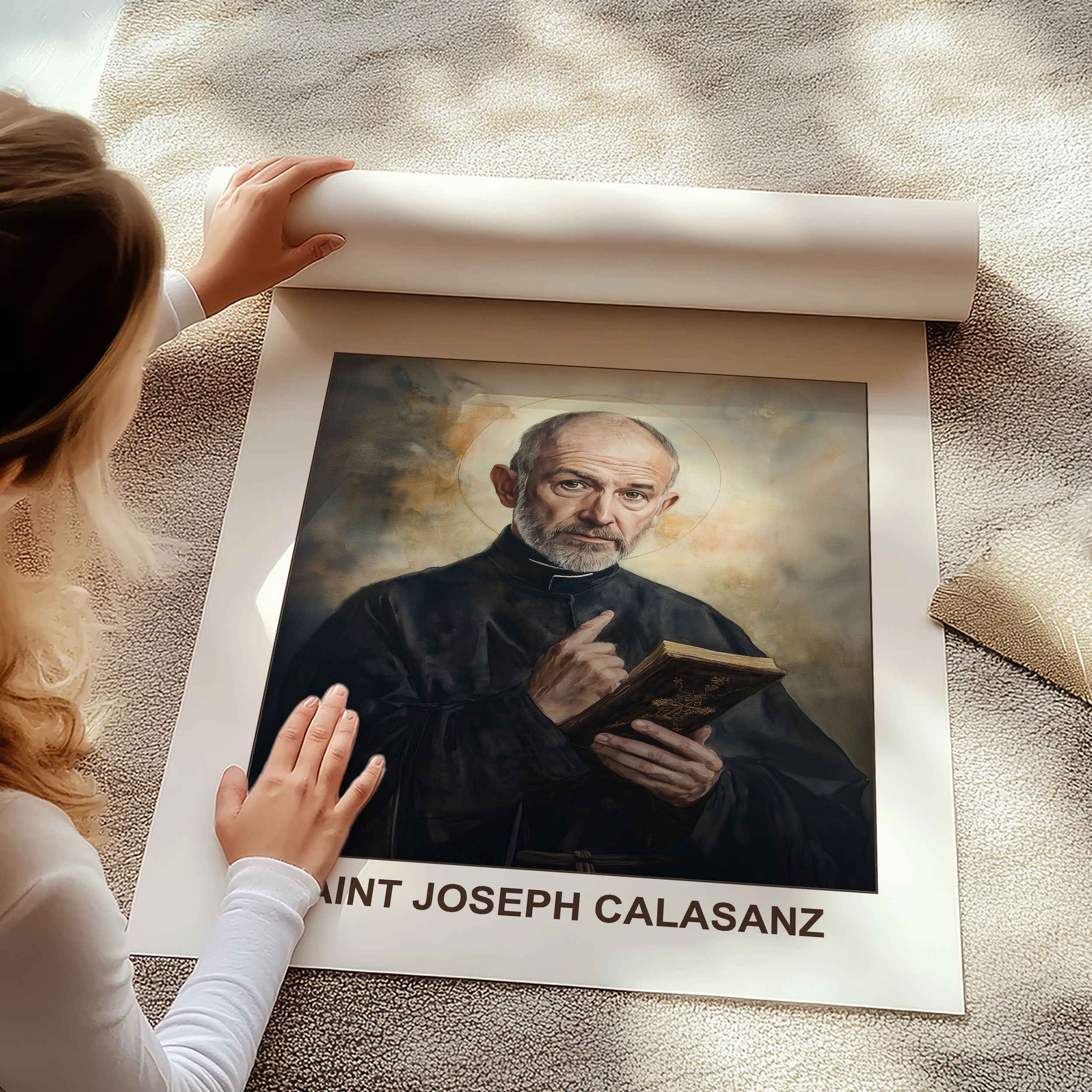 Saint Joseph Calasanz Portrait Print, Patron of Schools Wall Decor, Holygraceart H287