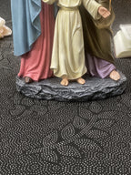 Hand-painted Holy Family statue with Jesus, Mary, and Saint Joseph for Catholic home altar