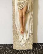 Hand-painted Holy Trinity wall crucifix with God the Father, Jesus Christ, and Holy Spirit dove