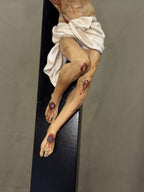 Hand-painted Jesus Crucified wall crucifix with INRI plaque for Catholic home altar