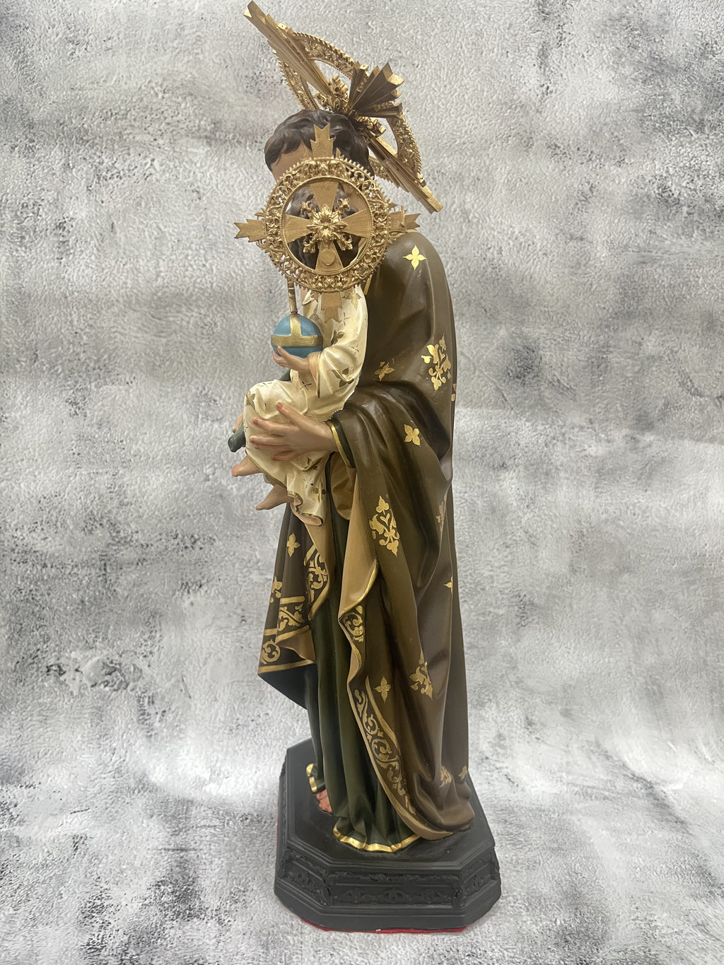 Hand-painted Saint Joseph with Infant Jesus statue for Catholic home altar