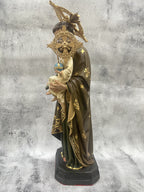 Hand-painted Saint Joseph with Infant Jesus statue for Catholic home altar