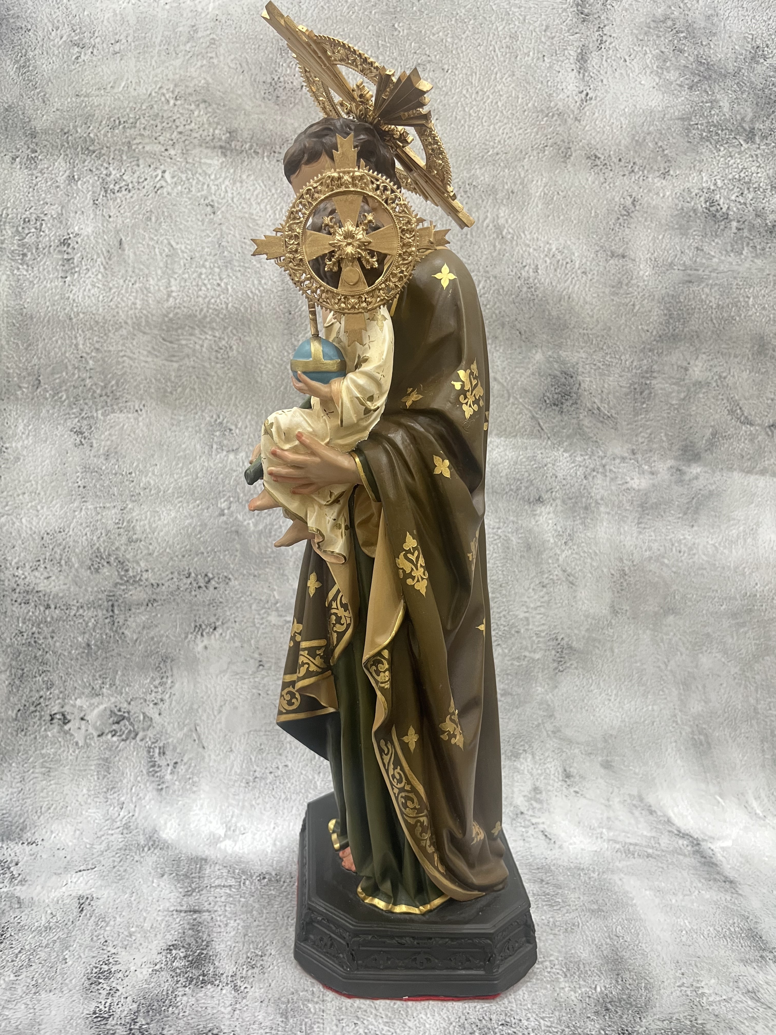 Hand-painted Saint Joseph with Infant Jesus statue for Catholic home altar