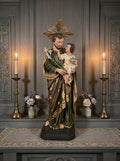 Hand-painted Saint Joseph with Infant Jesus statue for Catholic home altar