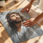 Jesus Crown of Thorns Wall Art Canvas Print, Christ Portrait Christian Painting, Religious Home Decor