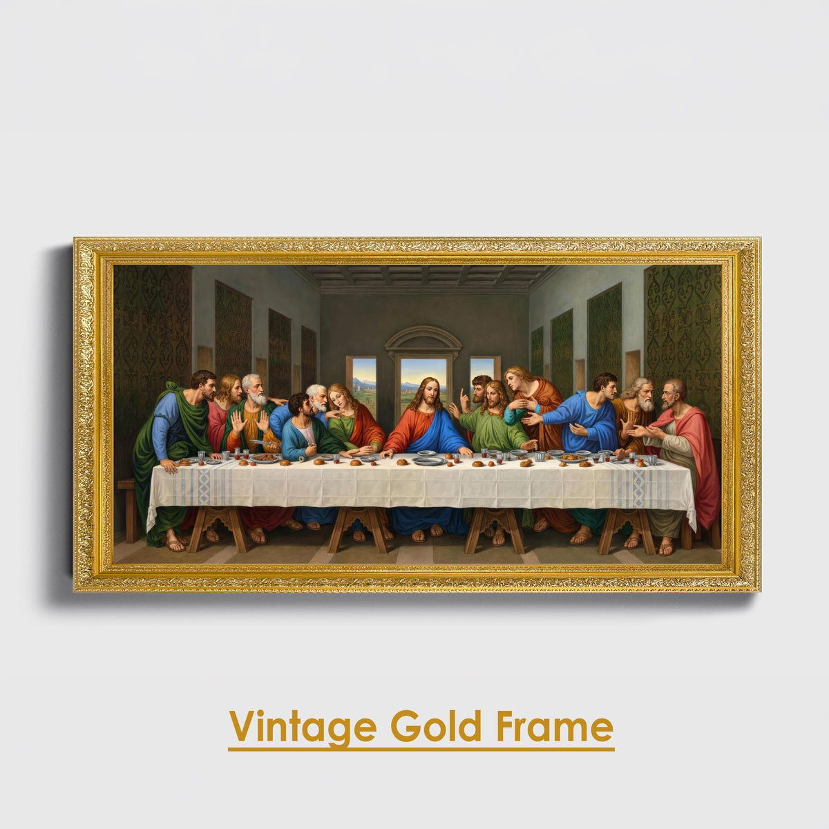 Last Supper Canvas Painting, Leonardo Da Vinci Inspired Christian Home Decor