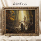 Lost Lamb Canvas Art: Jesus, Good Shepherd, Forest Light