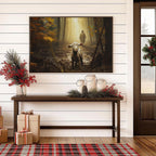 Lost Lamb Canvas Art: Jesus, Good Shepherd, Forest Light