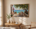 Amalfi Coast Lemon Tree Wall Art, Mediterranean Sea View Oil Painting, Italy Coastal Terrace Canvas, Summer Home Decor