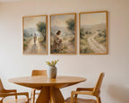 Jesus Triptych Canvas Art, Shepherd Lamb Painting, Christian Faith Decor, Neutral Beige Poster