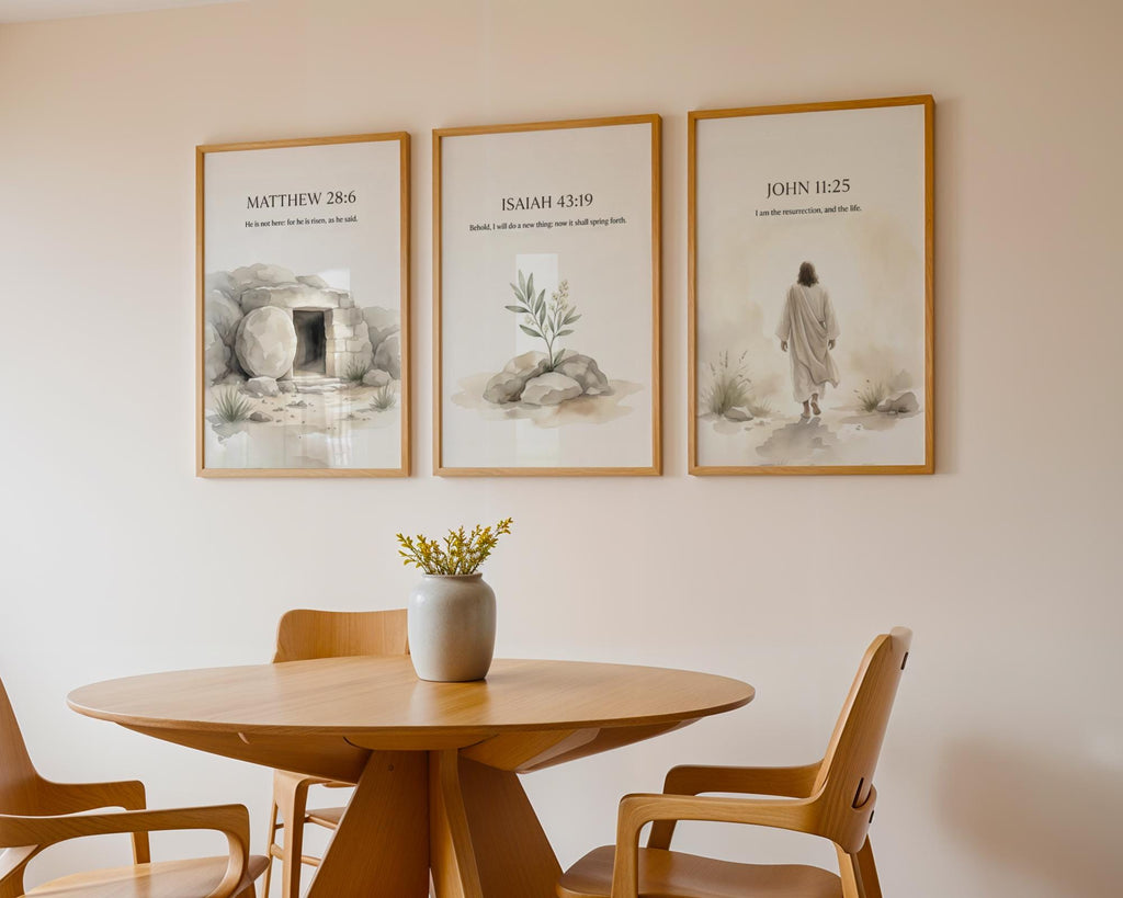 Set of 3 Bible Verse Canvas Prints, Matthew, Isaiah, John Scriptures