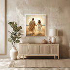 Jesus Walking With You, Faith-Filled Journey Artwork, Christ and Little Girl Art Print, Holygraceart