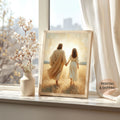 Jesus Walking With You, Faith-Filled Journey Artwork, Christ and Little Girl Art Print, Holygraceart