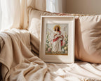 Jesus with Lamb, Lily & Dove – Art Print, Easter Gift