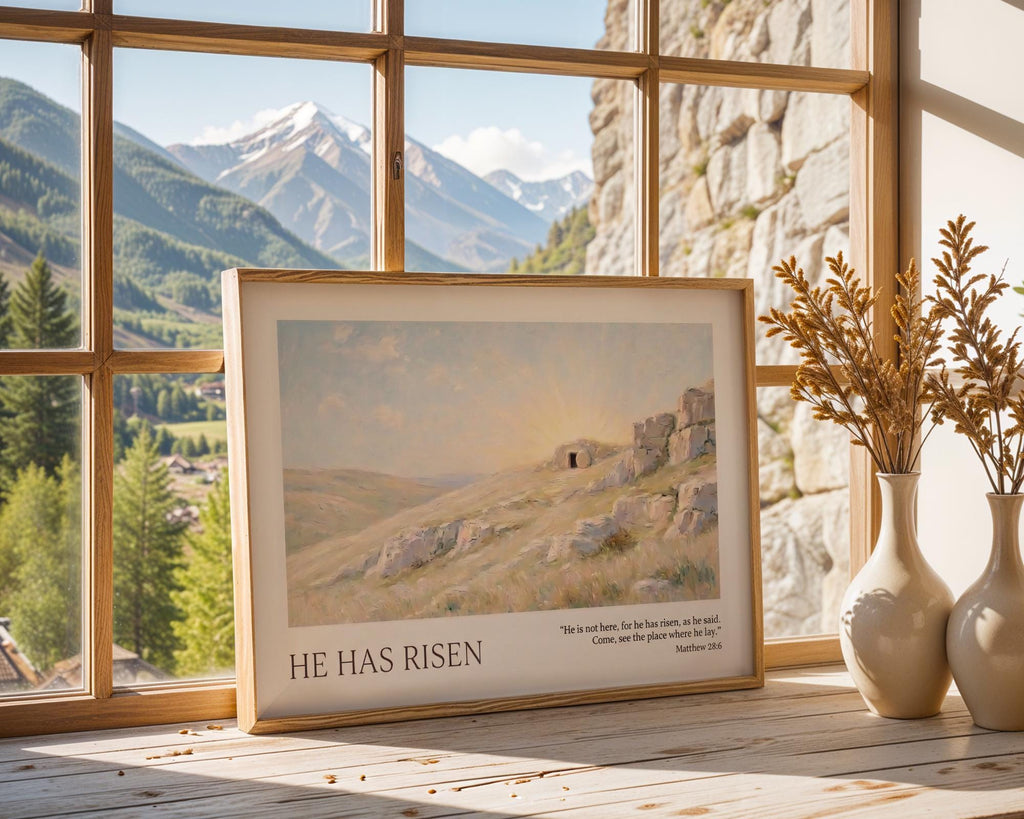 He Has Risen, Matthew 28:6 – Art Print, Easter Gift