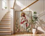 Jesus with Lamb, Lily & Dove – Art Print, Easter Gift