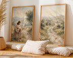Jesus Triptych Canvas Art, Shepherd Lamb Painting, Christian Faith Decor, Neutral Beige Poster