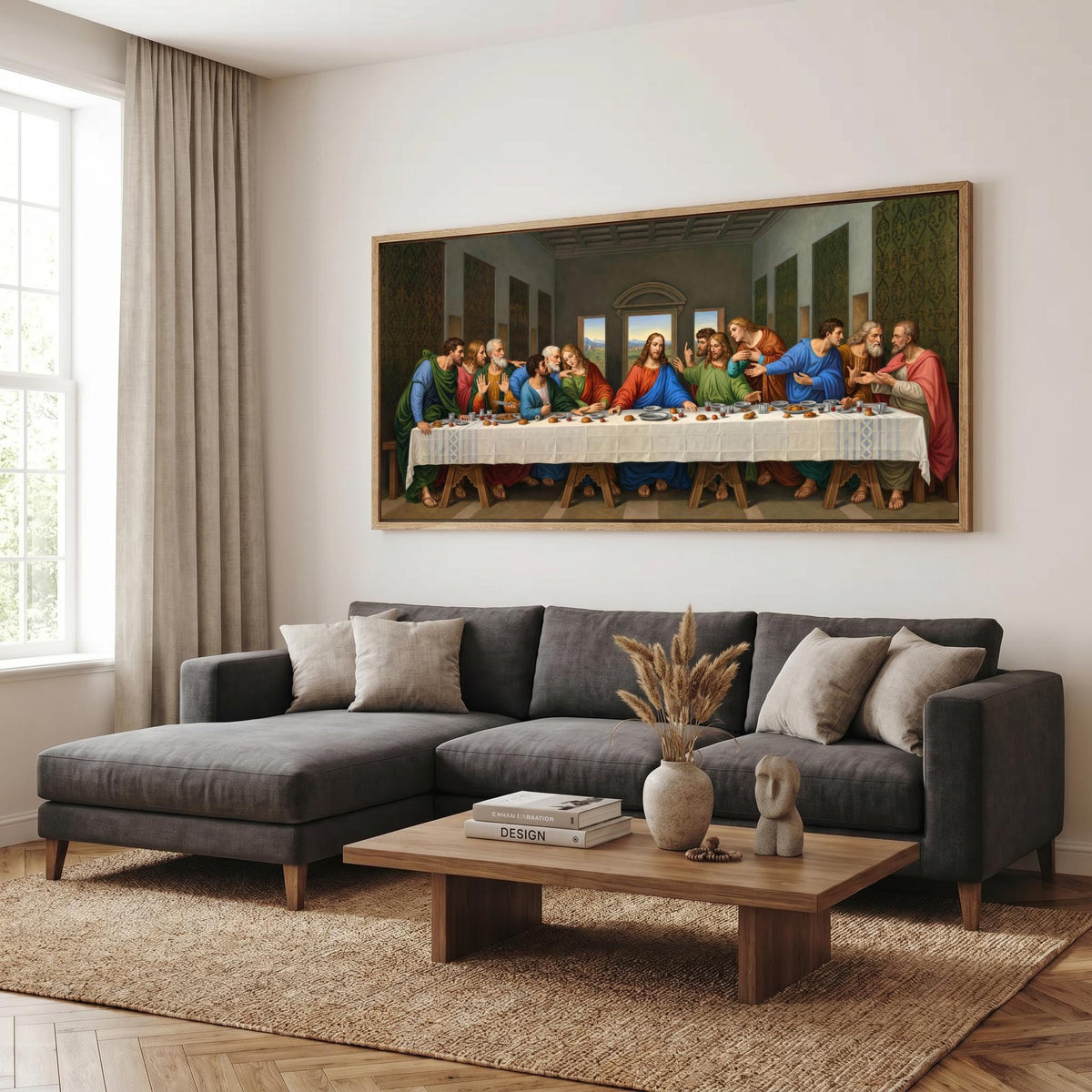 Last Supper Canvas Painting, Leonardo Da Vinci Inspired Christian Home Decor