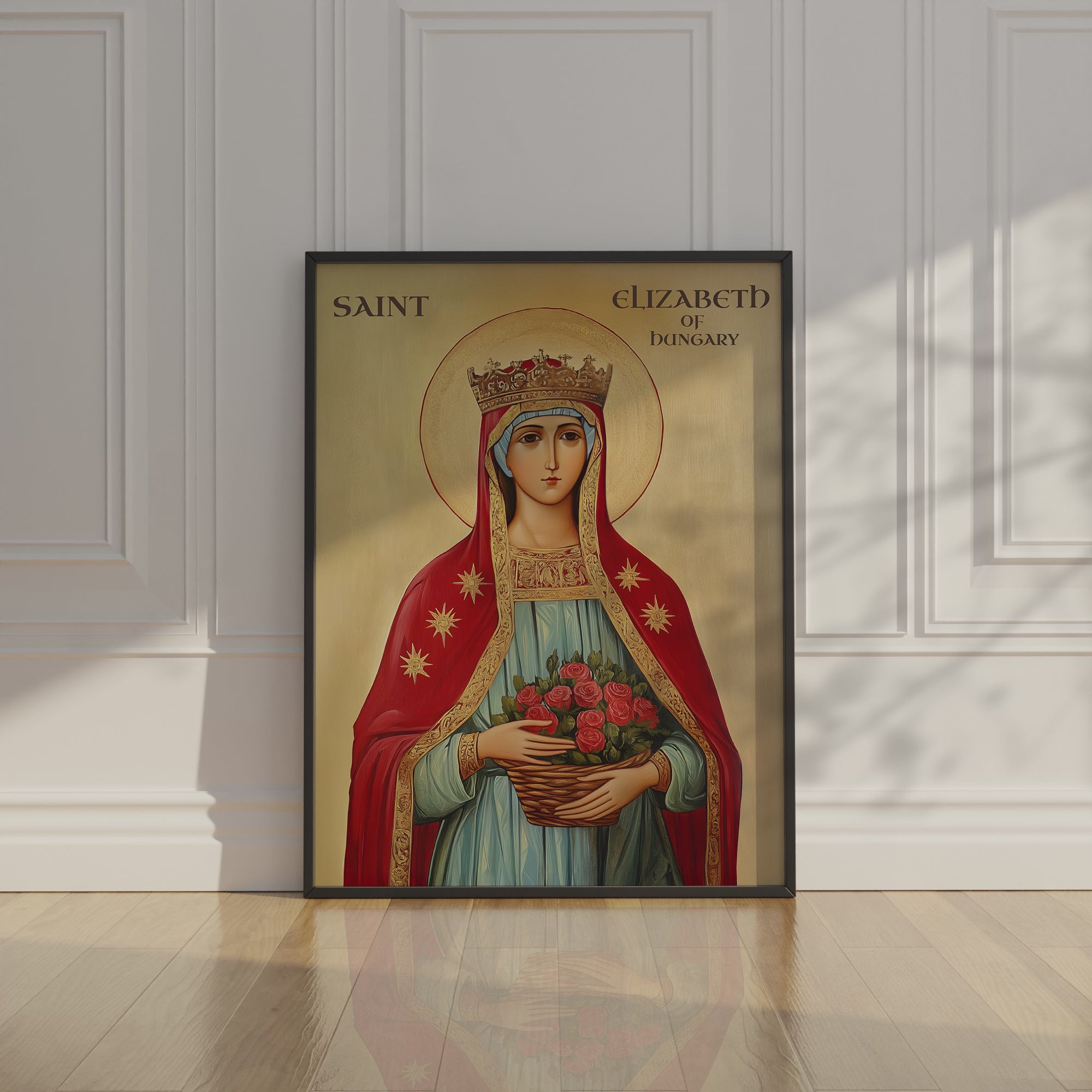 Saint Elizabeth of Hungary Icon Print, Charity and Roses Miracle Gift, Holygraceart