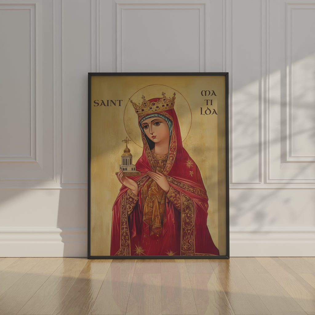 Saint Matilda Icon Wall Art, Christian Mother Gift Byzantine Decor, Holygraceart