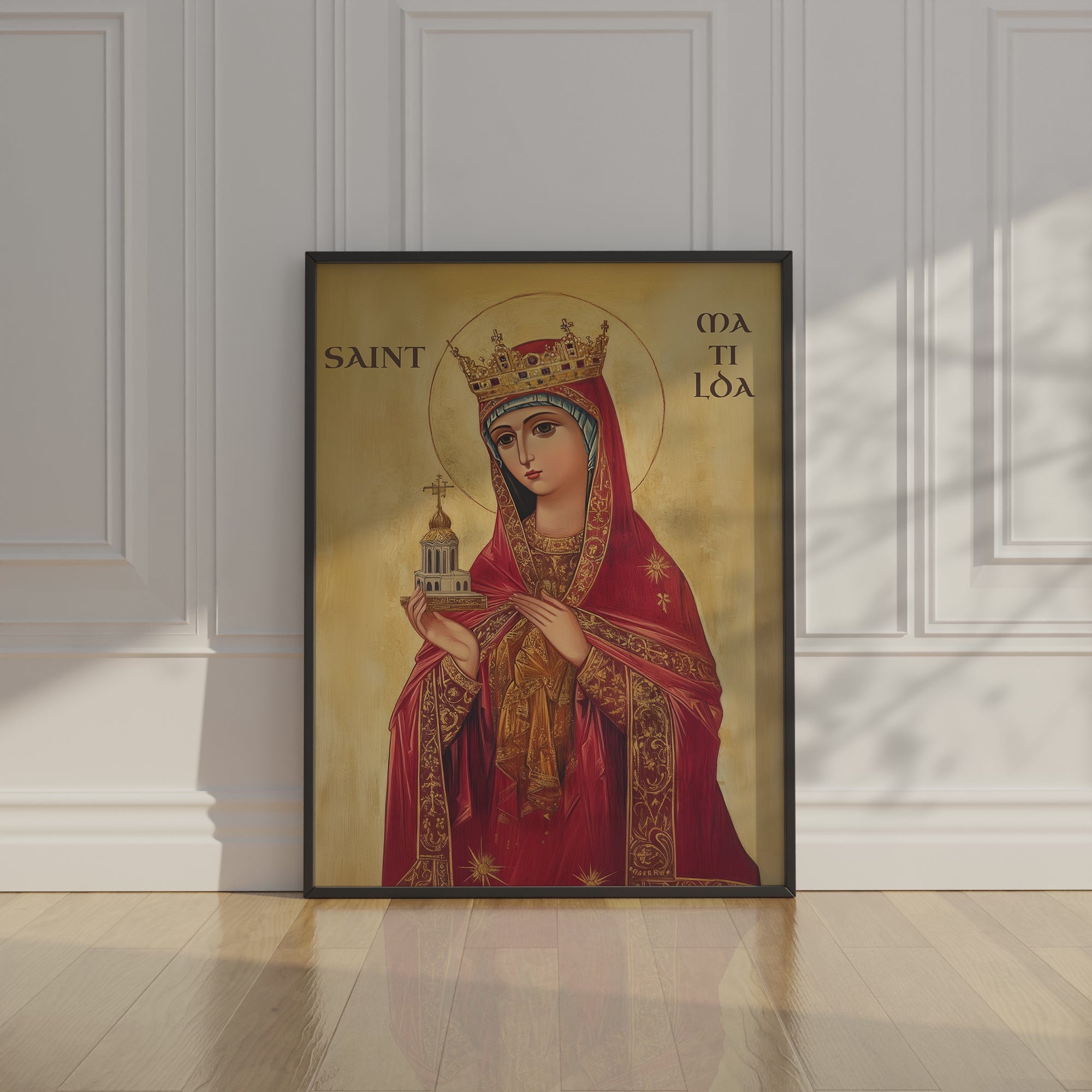 Saint Matilda Icon Wall Art, Christian Mother Gift Byzantine Decor, Holygraceart