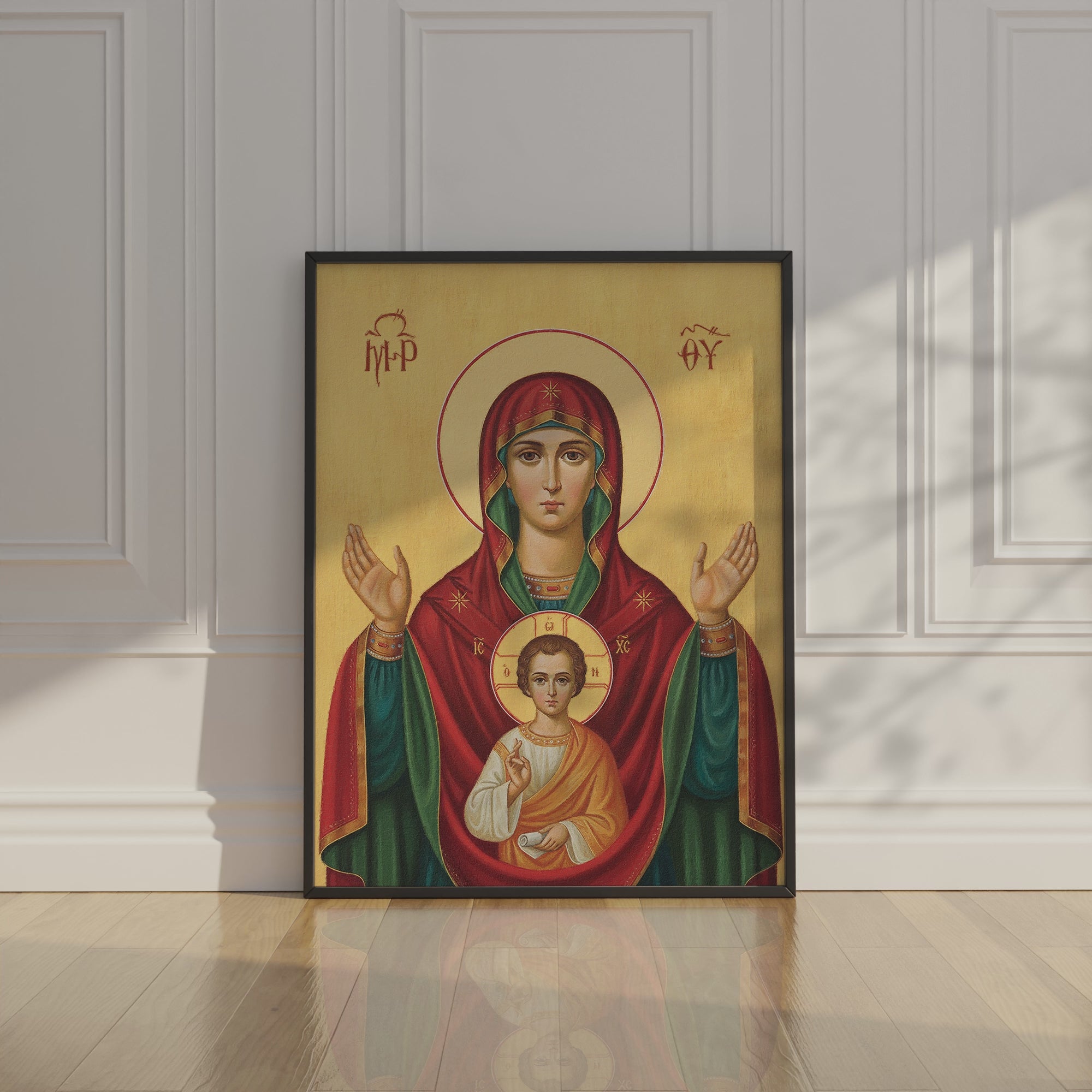 Our Lady of the Sign Orthodox Icon Wall Art, Family Blessing Gift, Holygraceart