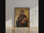 Saint Cuthbert of Lindisfarne Icon Wall Art, Pastor & Clergy Gift Orthodox Decor