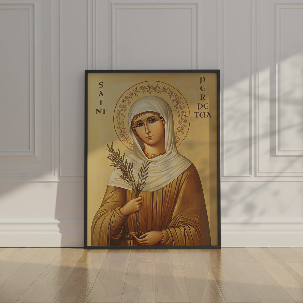 Saint Perpetua Byzantine Icon, Courage Gift for Mothers, Faithful Witness Wall Art