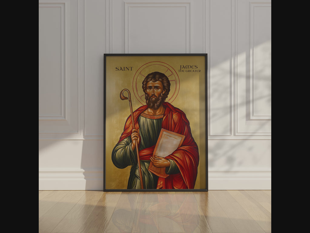 Saint James the Greater Icon Wall Art, Baptism & Pilgrim Gift, Camino Saint Orthodox Decor