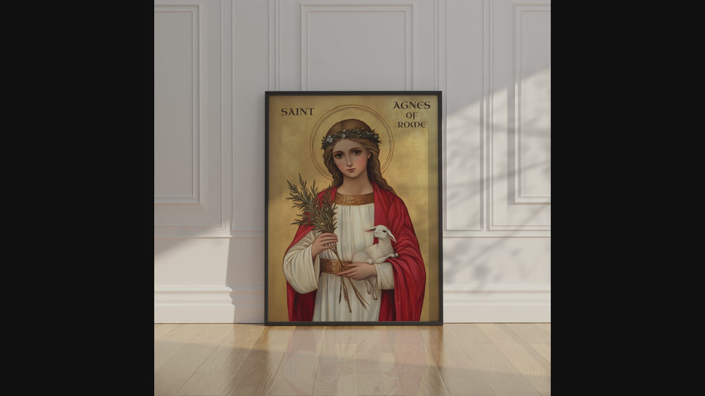 Saint Agnes of Rome Icon Print, Virgin Martyr Gift Byzantine Wall Art, Holygraceart