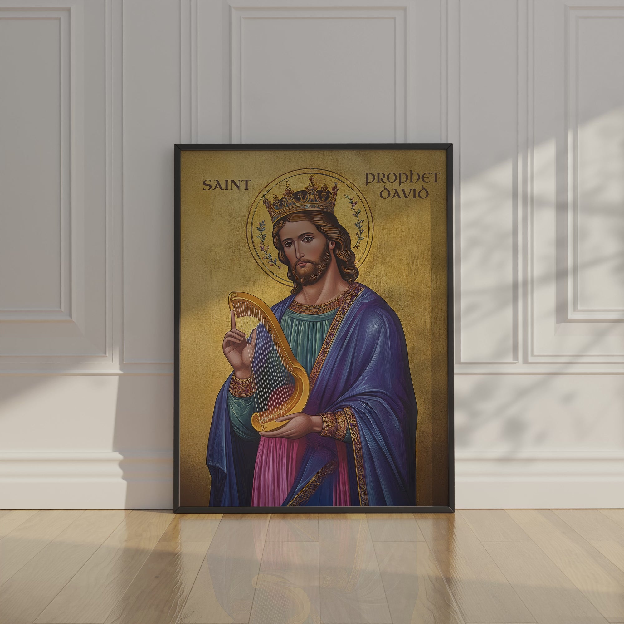 Saint Prophet David Icon Print, Psalm Writer Gift Orthodox Wall Art, Musician & Choir Gift