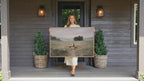 Jesus the Good Shepherd Walking with Sheep, Christian Canvas Wall Art, Peaceful Biblical Landscape Print