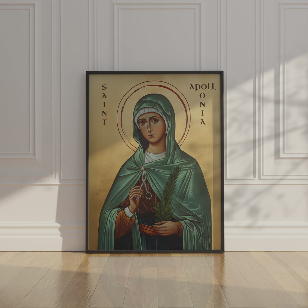Saint Apollonia Icon Print, Patron Saint of Dentists Gift, Home Altar Decor, Holygraceart