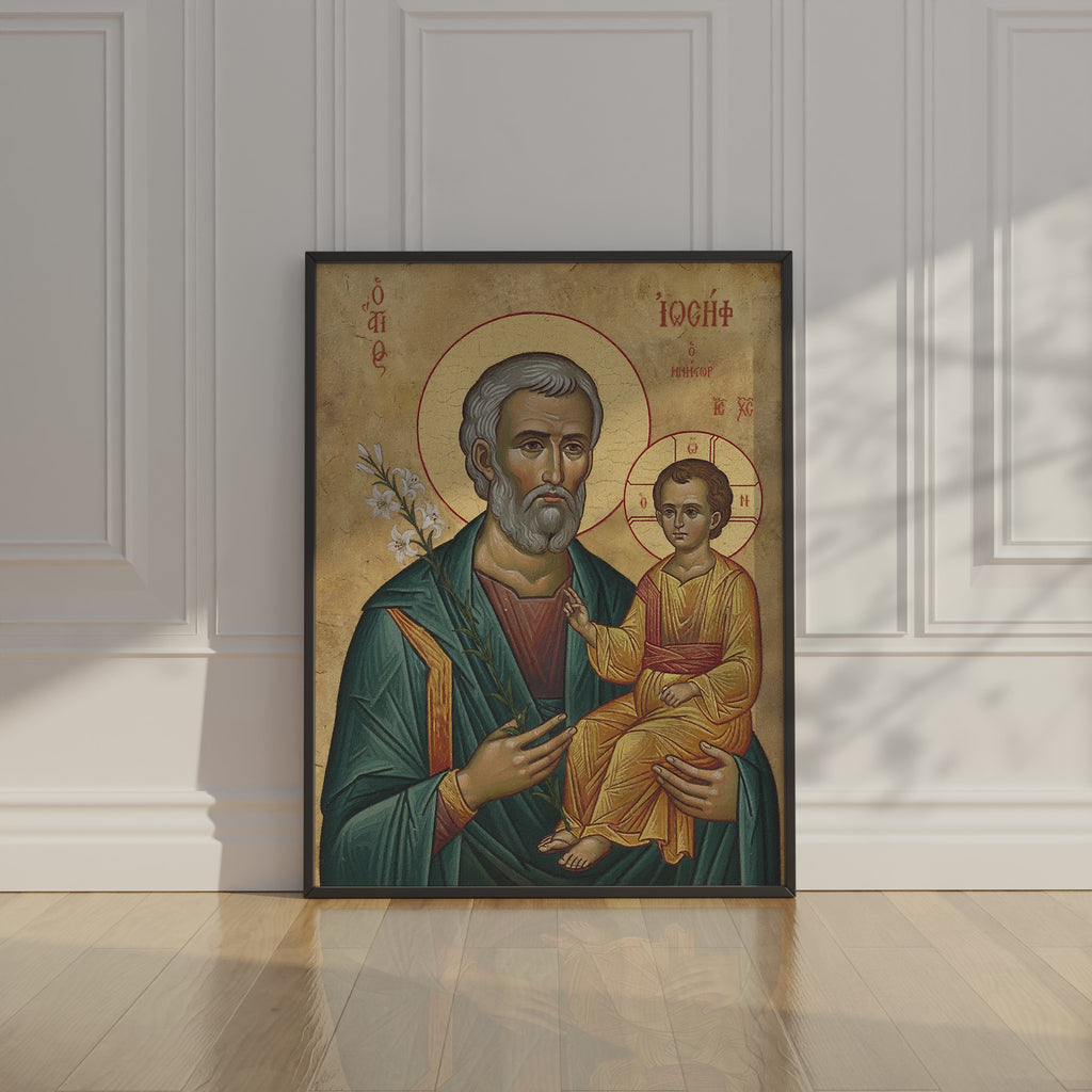 Saint Joseph the Betrothed Icon Wall Art, Family Blessing Gift Orthodox Wall Art, Holygraceart
