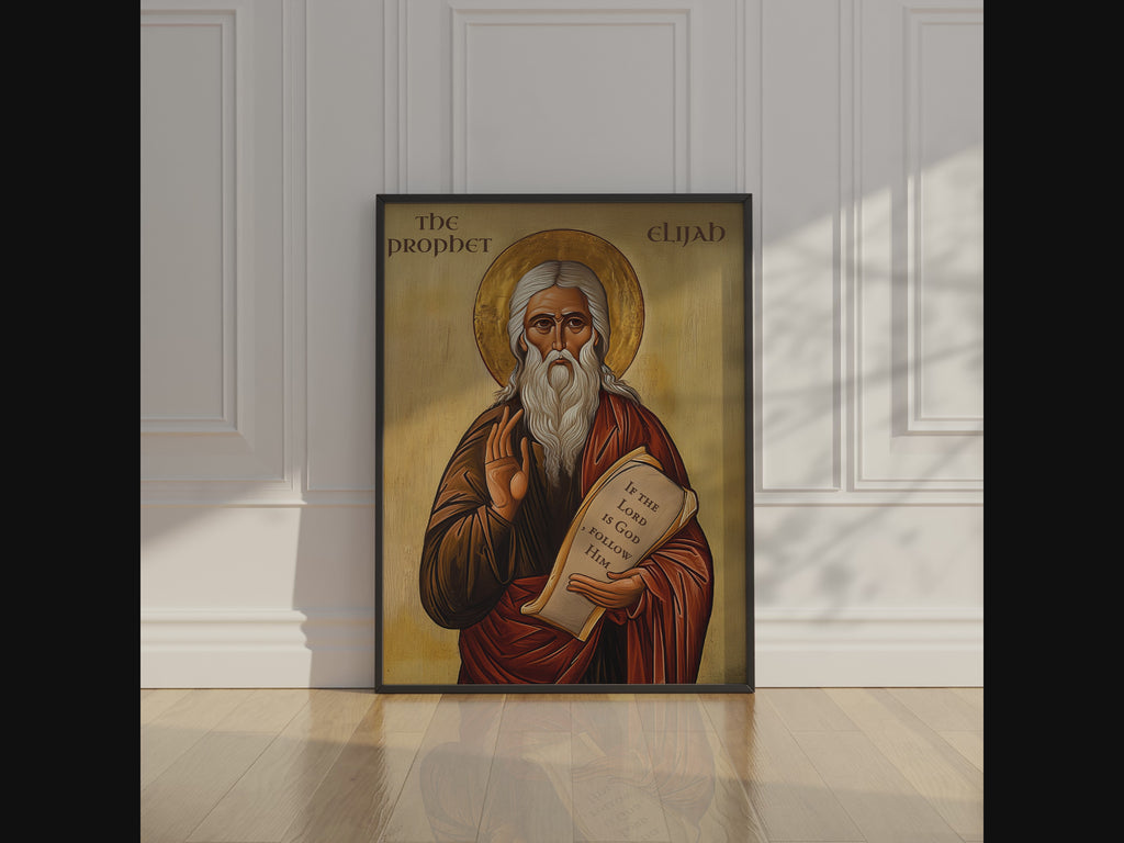 Prophet Elijah Icon Print, Biblical Prophet Gift Byzantine Wall Art, Holygraceart