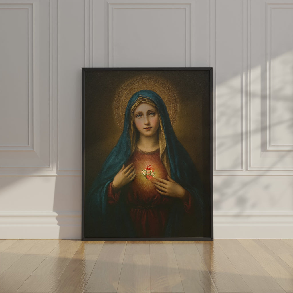 Immaculate Heart of Mary Wall Art, Confirmation Gift, Prayer Corner Decor, Holygraceart