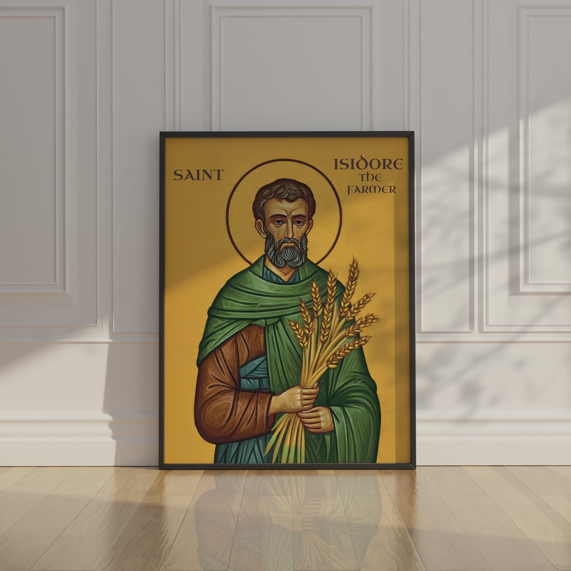 Saint Isidore the Farmer Icon Wall Art, Patron Saint of Farmers Byzantine Print, Holygraceart