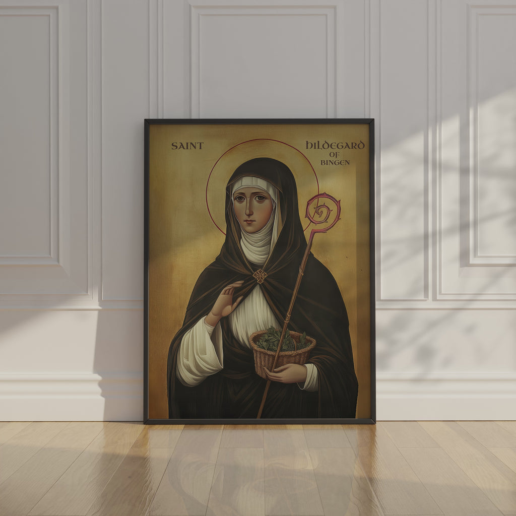 Saint Hildegard of Bingen Icon Print, Spiritual Wisdom Gift, Byzantine Wall Art, Holygraceart