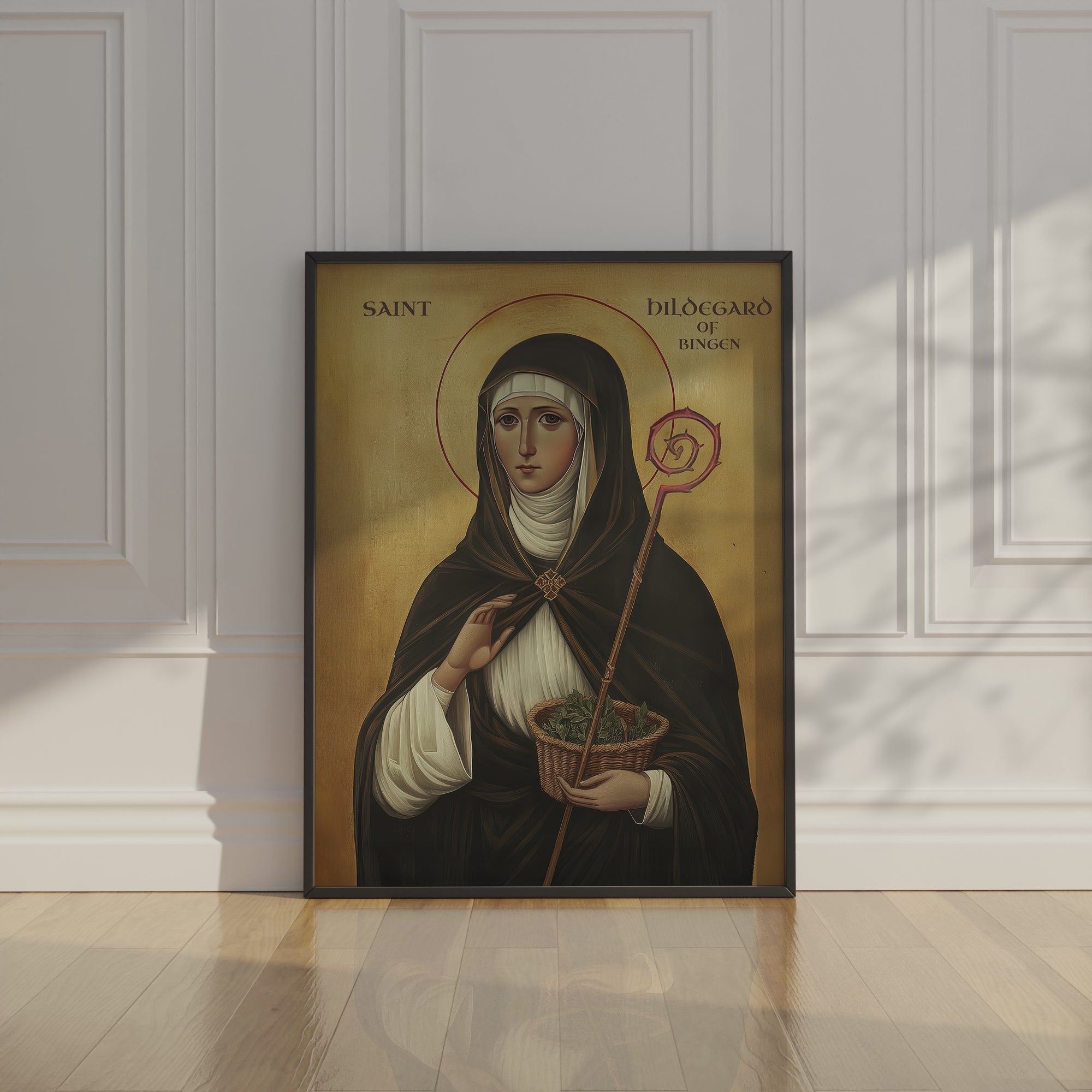 Saint Hildegard of Bingen Icon Print, Spiritual Wisdom Gift, Byzantine Wall Art, Holygraceart