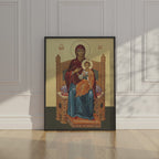 Mother of God Enthroned Orthodox Icon Wall Art, Marian Throne Devotional Art, Holygraceart
