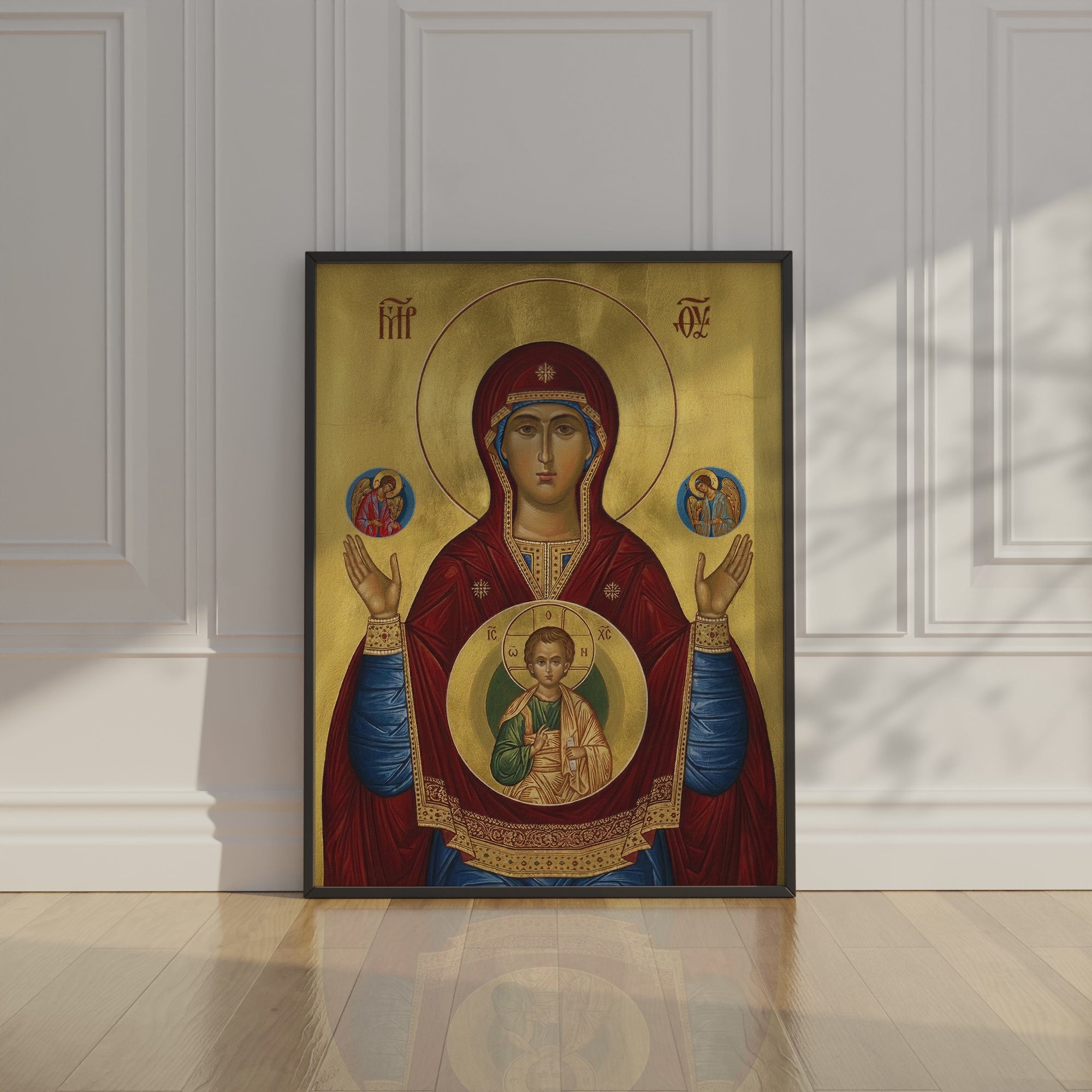 Theotokos of the Sign Orthodox Icon Print, Baptism and House Blessing Gift