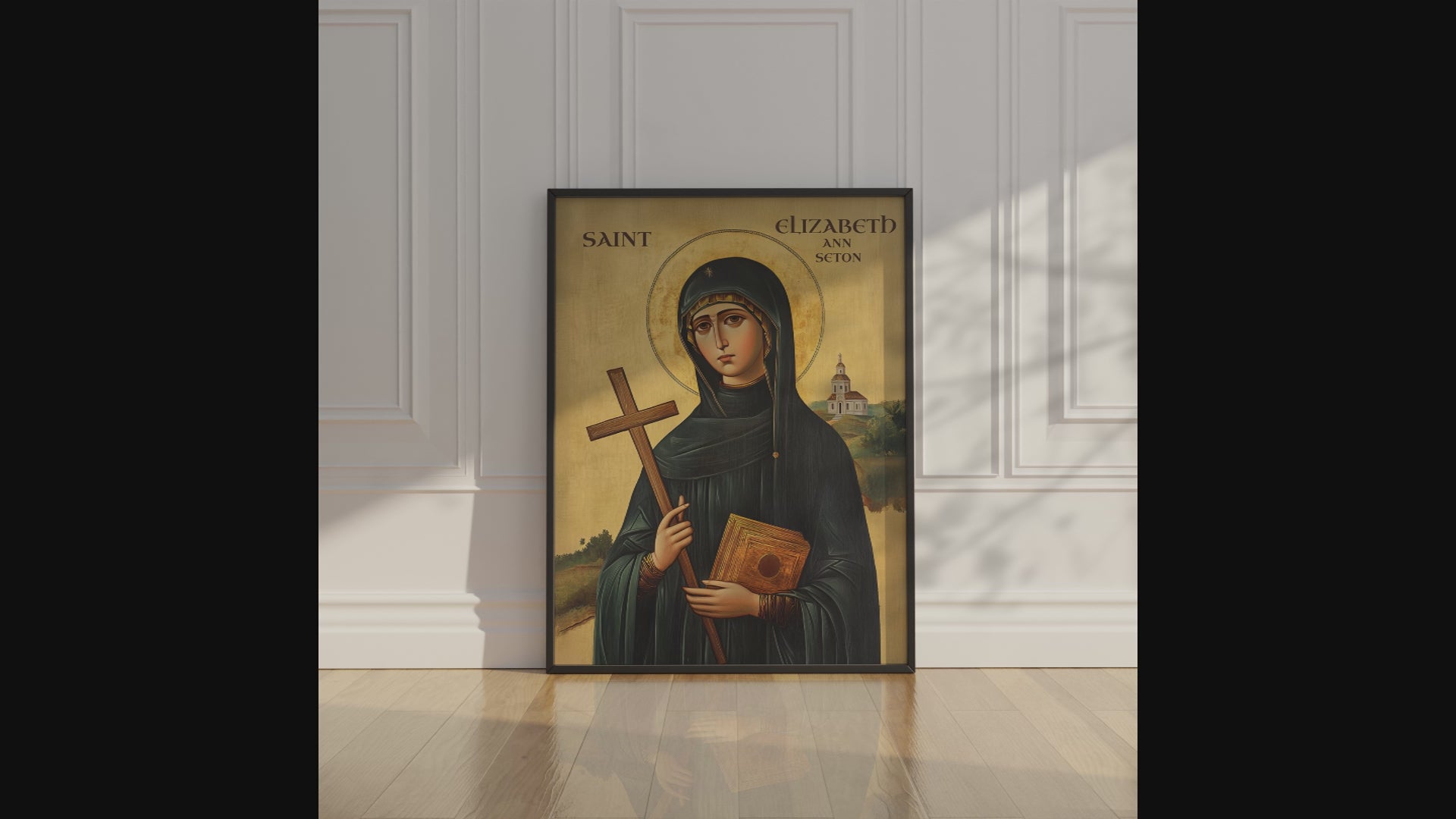 Saint Elizabeth Ann Seton Icon Wall Art, Teaching and Motherhood Gift Orthodox Decor