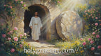 Jesus Resurrection Wall Art Canvas Print, Christian Easter Decor, Empty Tomb Painting, Religious Wall Decor, Bible Art Poster