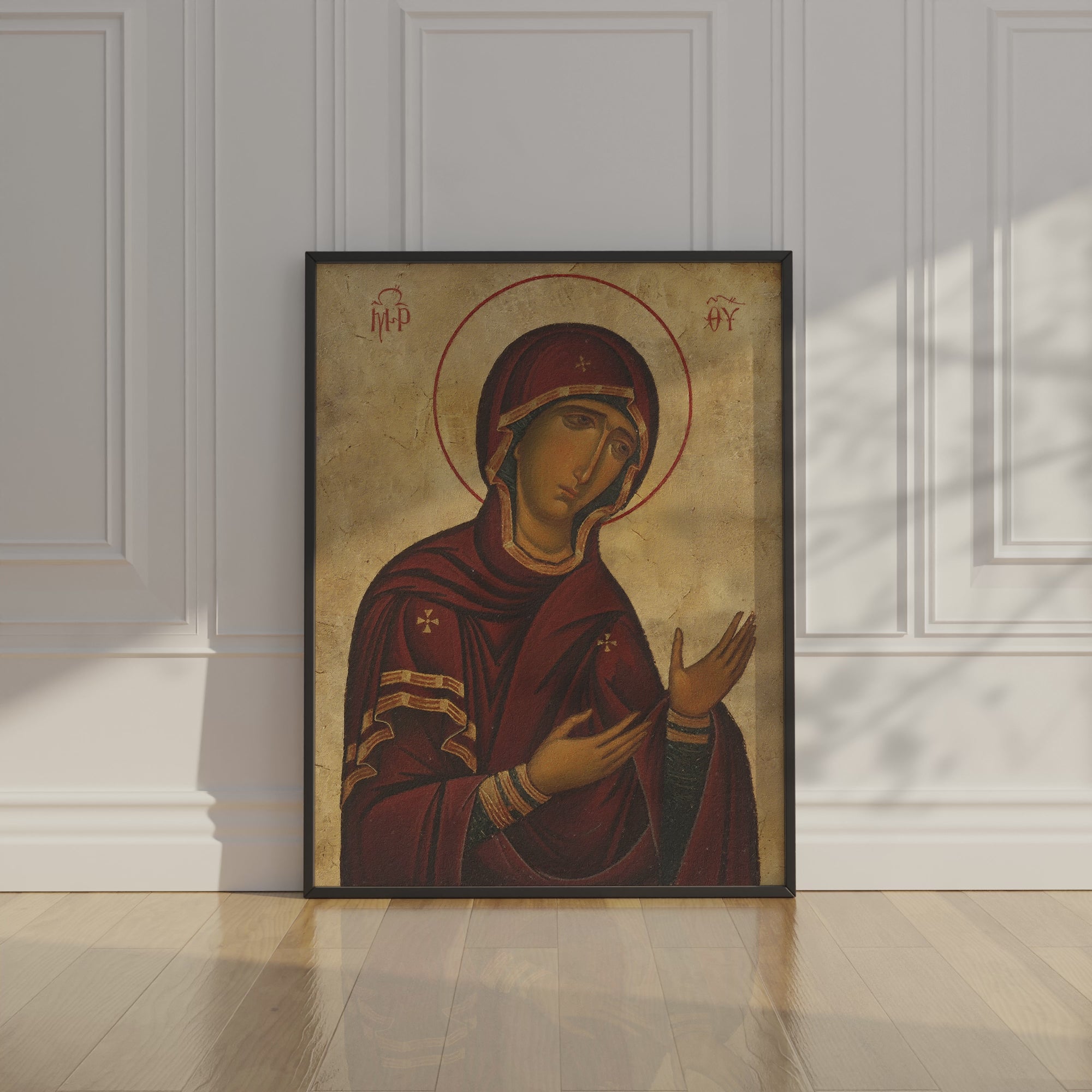 Mother of God Orthodox Icon Print, Marian Devotion Wall Art