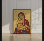 Virgin Mary and Child Orthodox Icon Print, New Parents Gift, Family Blessing