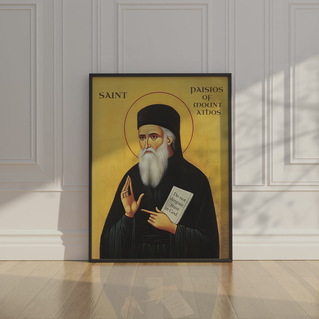 Saint Paisios of Mount Athos Icon Wall Art, Comfort and Hope Gift Orthodox Decor