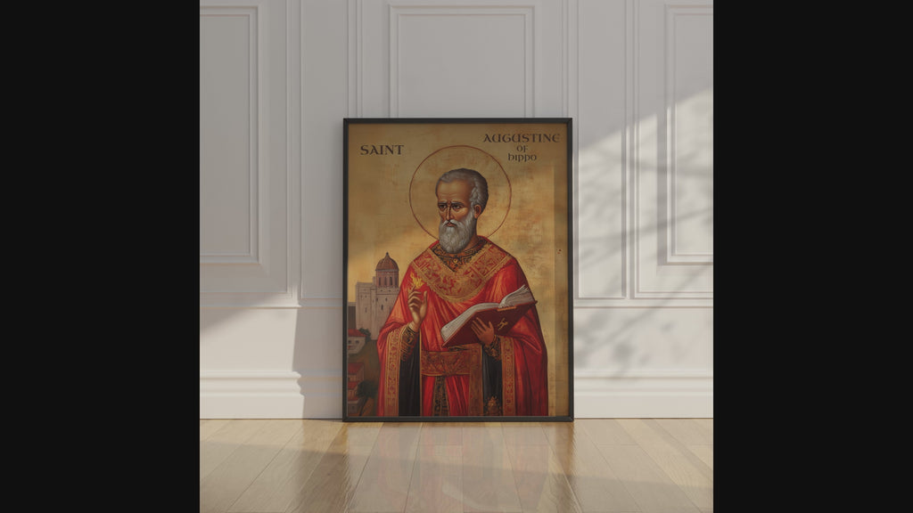 Saint Augustine of Hippo Icon Print, Doctor of the Church Gift Byzantine Home Altar