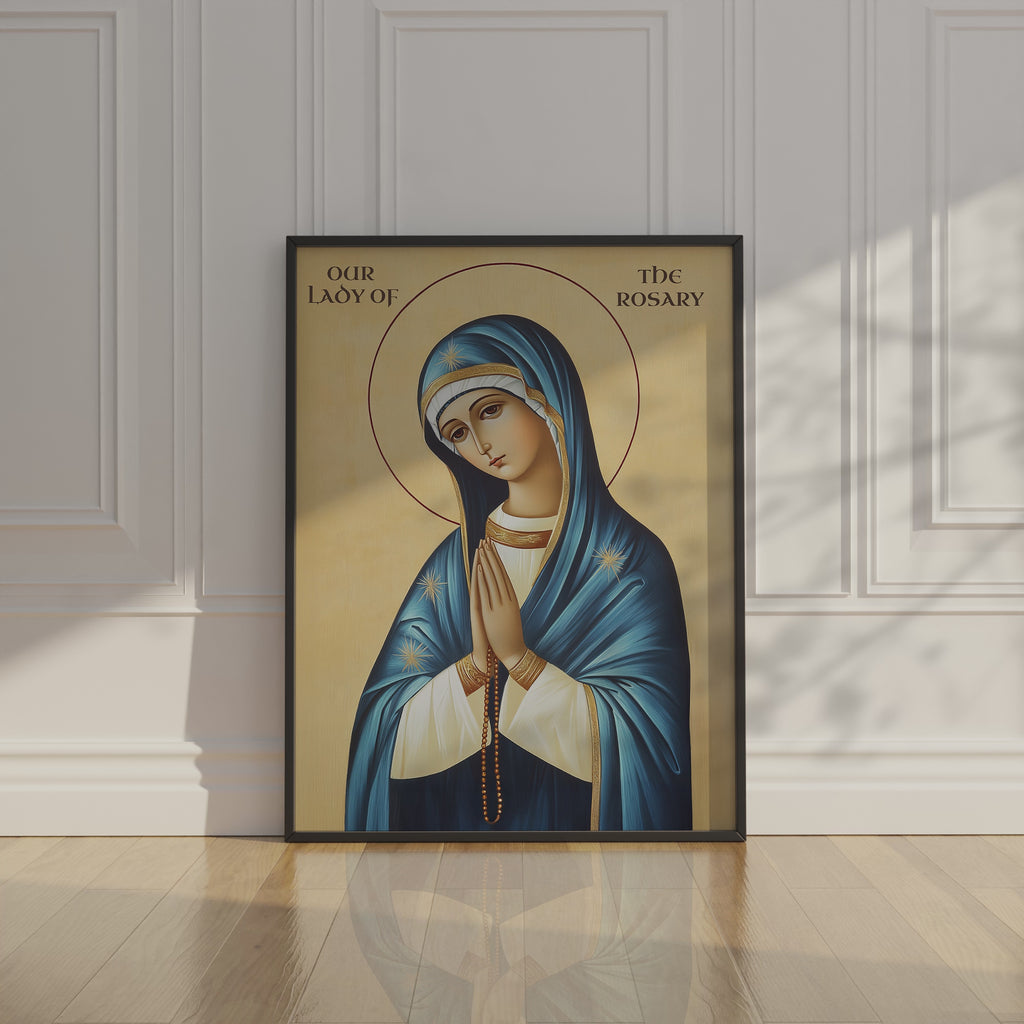 Our Lady of the Rosary Catholic Print, Family Gift, Peaceful Marian Home Blessing
