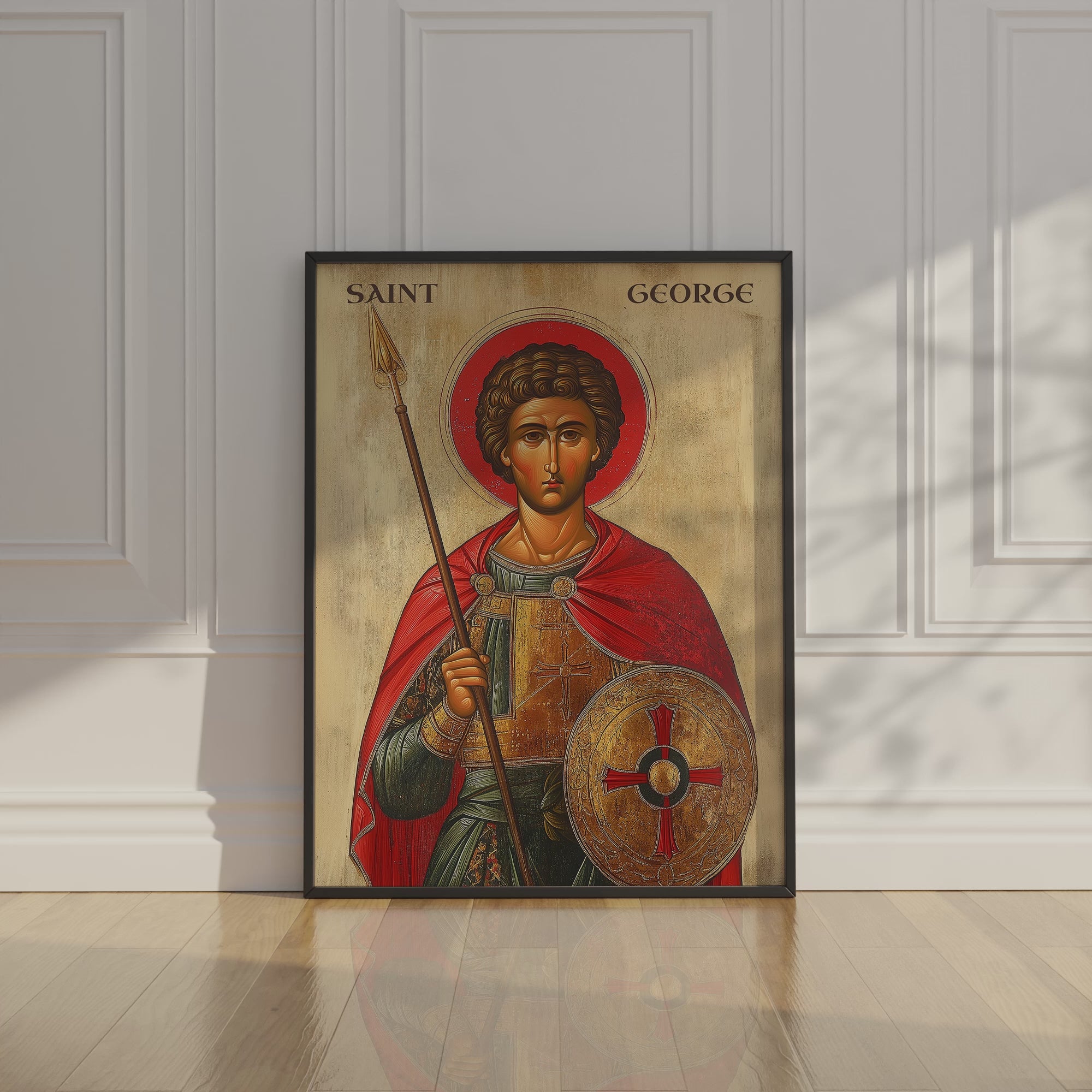 Saint George Byzantine Icon Print, Protection Gift, Warrior Decor, Holygraceart