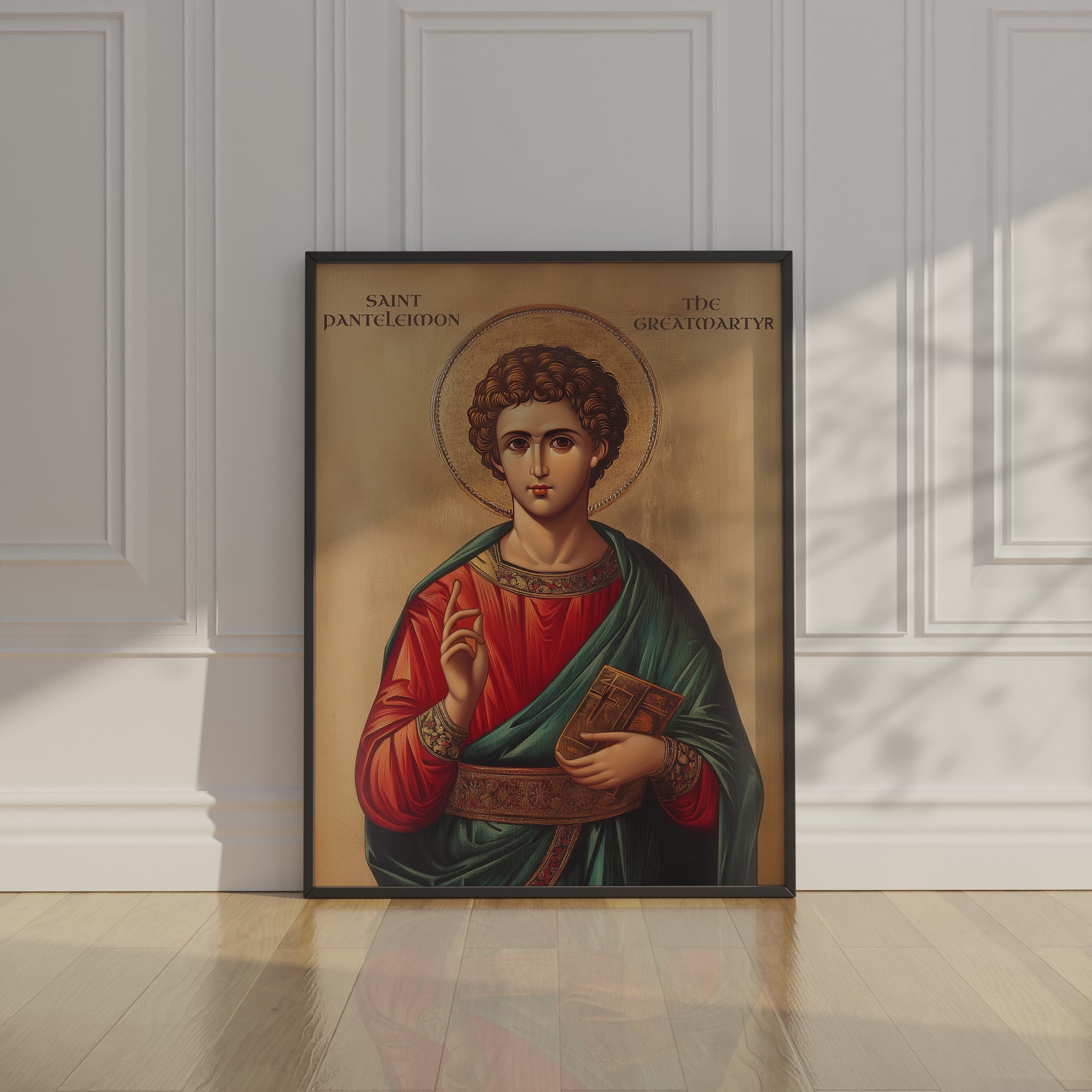 Saint Panteleimon Icon Print, Healing Prayer Gift Orthodox Wall Art, Holygraceart